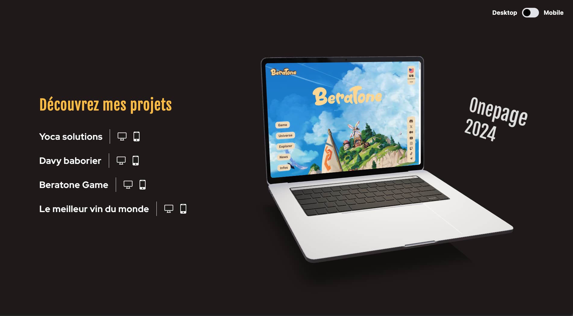 Présentation 3D en version desktop